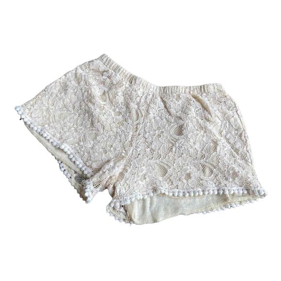 Tea n Rose Young Girls Shorts Size Large Cream Lace Shortie Elastic Waist - Picture 1 of 8